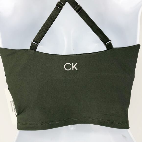 CALVIN KLEIN PERFORMANCE Crop Sports Bra Top Medium Green Low Impact NWT - Picture 6 of 10